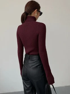 Minimalist Turtleneck Slim Knit Top