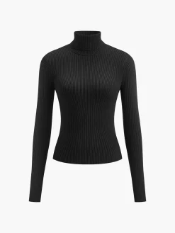 Minimalist Turtleneck Slim Knit Top