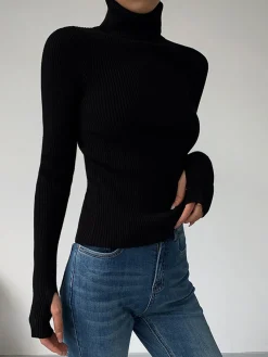 Minimalist Turtleneck Slim Knit Top