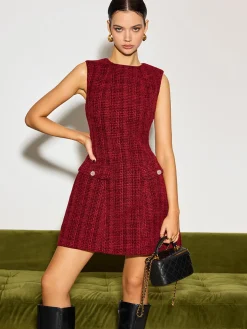 Minimalist Tweed Tank Short Dress
