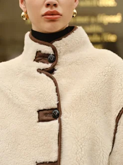Minky Contrast Piping Fleece Jacket