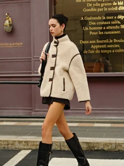 Minky Contrast Piping Fleece Jacket