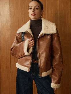 Minky Faux Leather Zipper Jacket