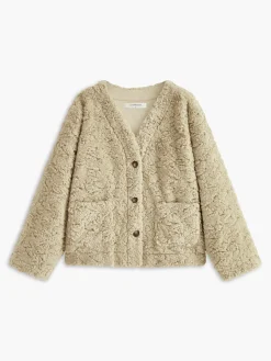 Minky V-Neck Breasted Faux Fur Coat