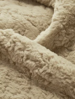 Minky V-Neck Breasted Faux Fur Coat