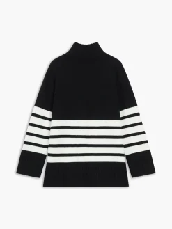 Miss Paris Mock Neck Stripe Sweater