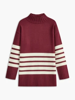 Miss Paris Mock Neck Stripe Sweater