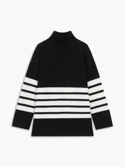 Miss Paris Mock Neck Stripe Sweater