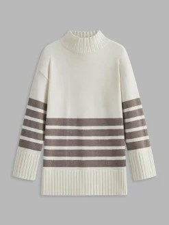 Miss Paris Mock Neck Stripe Sweater