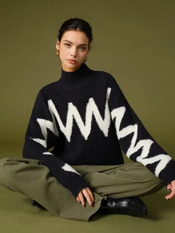 Mock Neck Contrast Binding Sweater