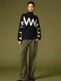 Mock Neck Contrast Binding Sweater