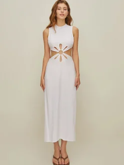 Mock Neck Cutout Backless Dress