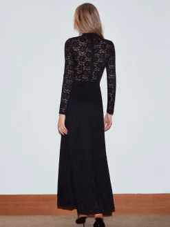 Mock Neck Lace Zipper Dress
