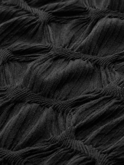 Mock Neck Plisse Detailed Dress