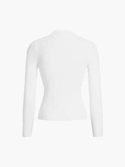 Mock Neck Rib Long Sleeve Knit Top