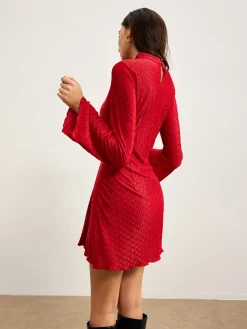 Mock Neck Textured Dress