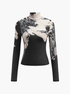 Mock-Neck Tye Dye Printed Shirt