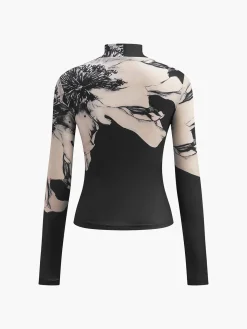 Mock-Neck Tye Dye Printed Shirt