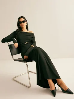 Modal Off-Shoulder Ruched Dress Without Belt