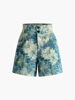 Monet Garden High Waist Shorts