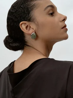 Moss Green Spectrolite Stud Earrings