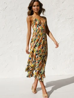 Multi Color Print Cami Midi Dress