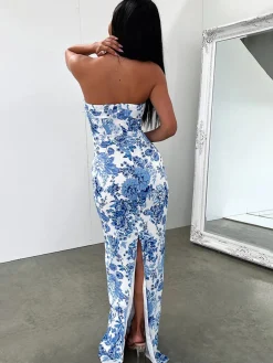 Multi Floral Split Long Dress