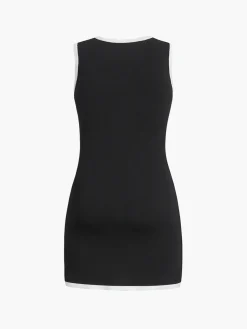 Multi Pocket Button Sleeveless Short Sweater Dress