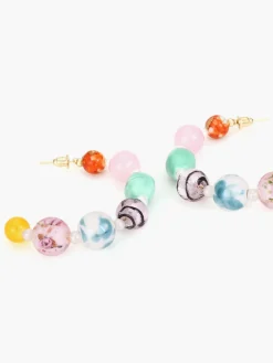 Multi-Color Beaded Hoop Earrings