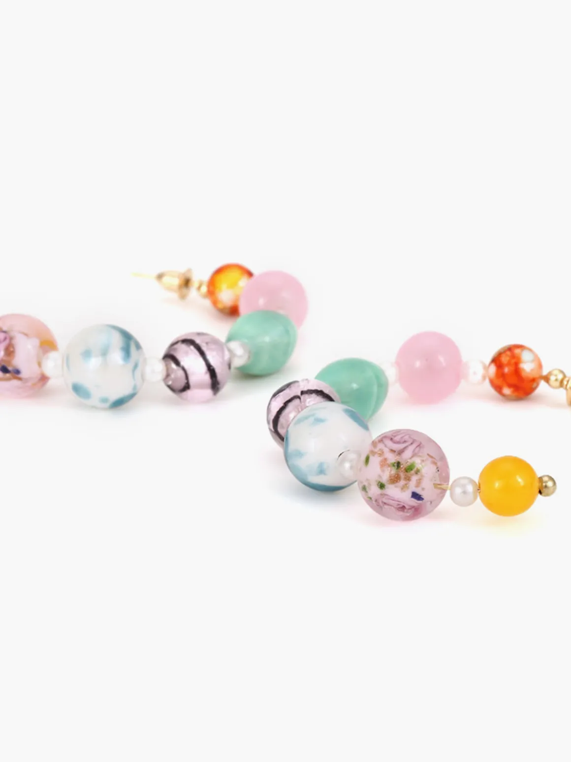 Multi-Color Beaded Hoop Earrings
