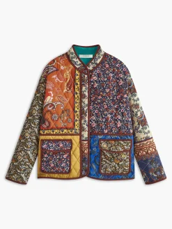 Multi-Color Printed Flap-Pockets Winter Coat