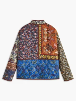 Multi-Color Printed Flap-Pockets Winter Coat