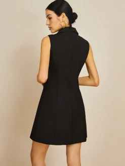Muti-Button Collared Short Dress