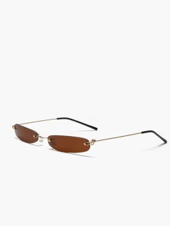 Narrow Rimless Rectangular Sunglasses