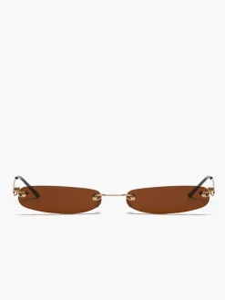Narrow Rimless Rectangular Sunglasses