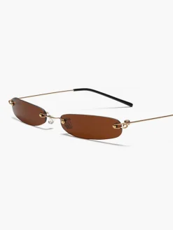Narrow Rimless Rectangular Sunglasses