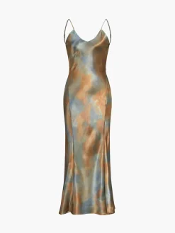 Neptune Satin Open Back Long Dress