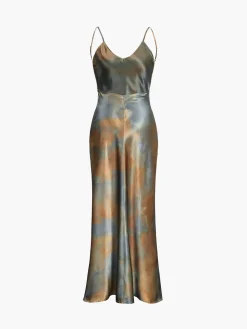 Neptune Satin Open Back Long Dress