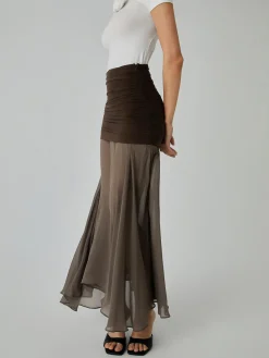 Net Chiffon Patchwork Maxi Skirt