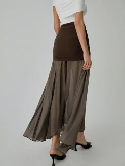 Net Chiffon Patchwork Maxi Skirt