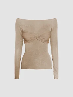 Nostalgia Off-Shoulder Mesh Long Sleeve Shirt