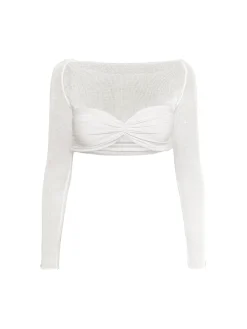 Nostalgia Off-Shoulder Mesh Crop Shirt