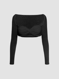 Nostalgia Off-Shoulder Mesh Crop Shirt