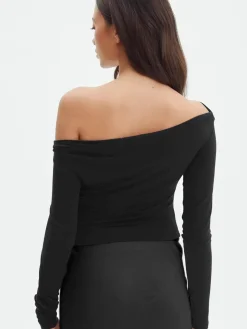 Oblique Off-Shoulder Long Sleeve Blouse