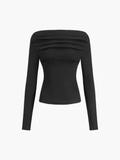 Oblique Off-Shoulder Long Sleeve Blouse