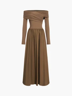 Off Shoulder Criss Cross Long Dress