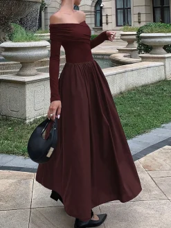 Off Shoulder Criss Cross Long Dress