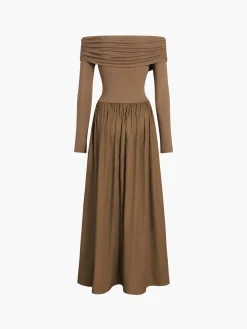 Off Shoulder Criss Cross Long Dress