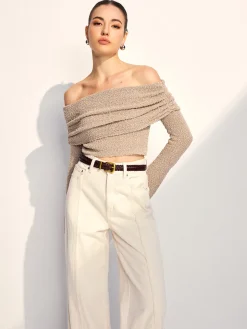 Off Shoulder Plain Knit Top