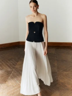 Off Shoulder Pleated Long Dress